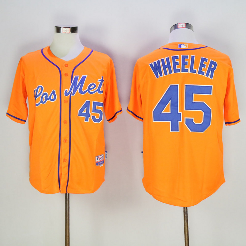 Men New York Mets 45 Wheeler Orange MLB Jerseys